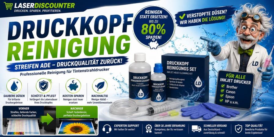 Professionelle Druckkopfreinigung für Tintenstrahldrucker. 